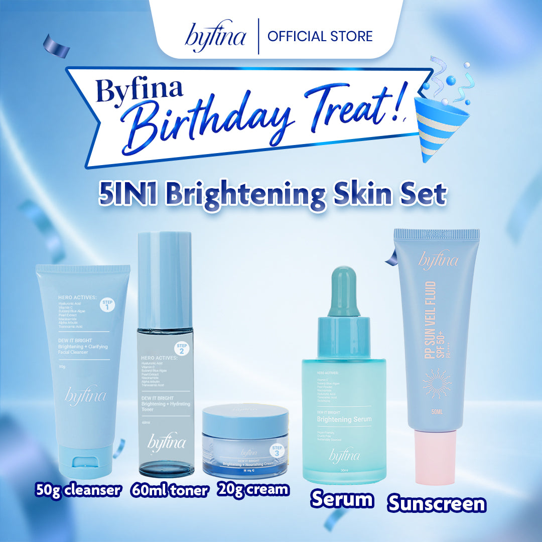 Byfina Brightening Skincare Set with Vitamin C | Cleanser Toner Moisturizer for Dull Skin Glow