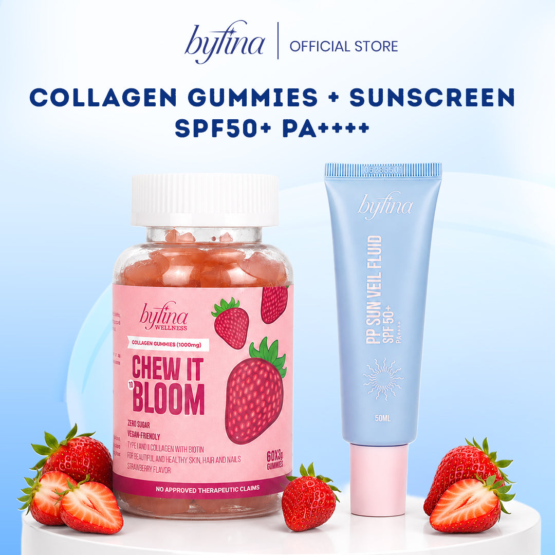Byfina Collagen Gummies Bundle + Tone-up SPF50+PA++++ Sunscreen & Brightening Moisturizer Glow Set