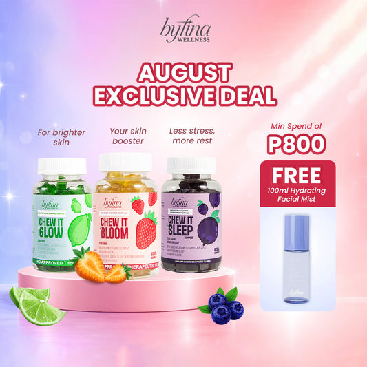 Byfina 60s Glutathione Collagen Gummies Bright Skin Anti Aging | Ashwagandha Melatonin Less Stress