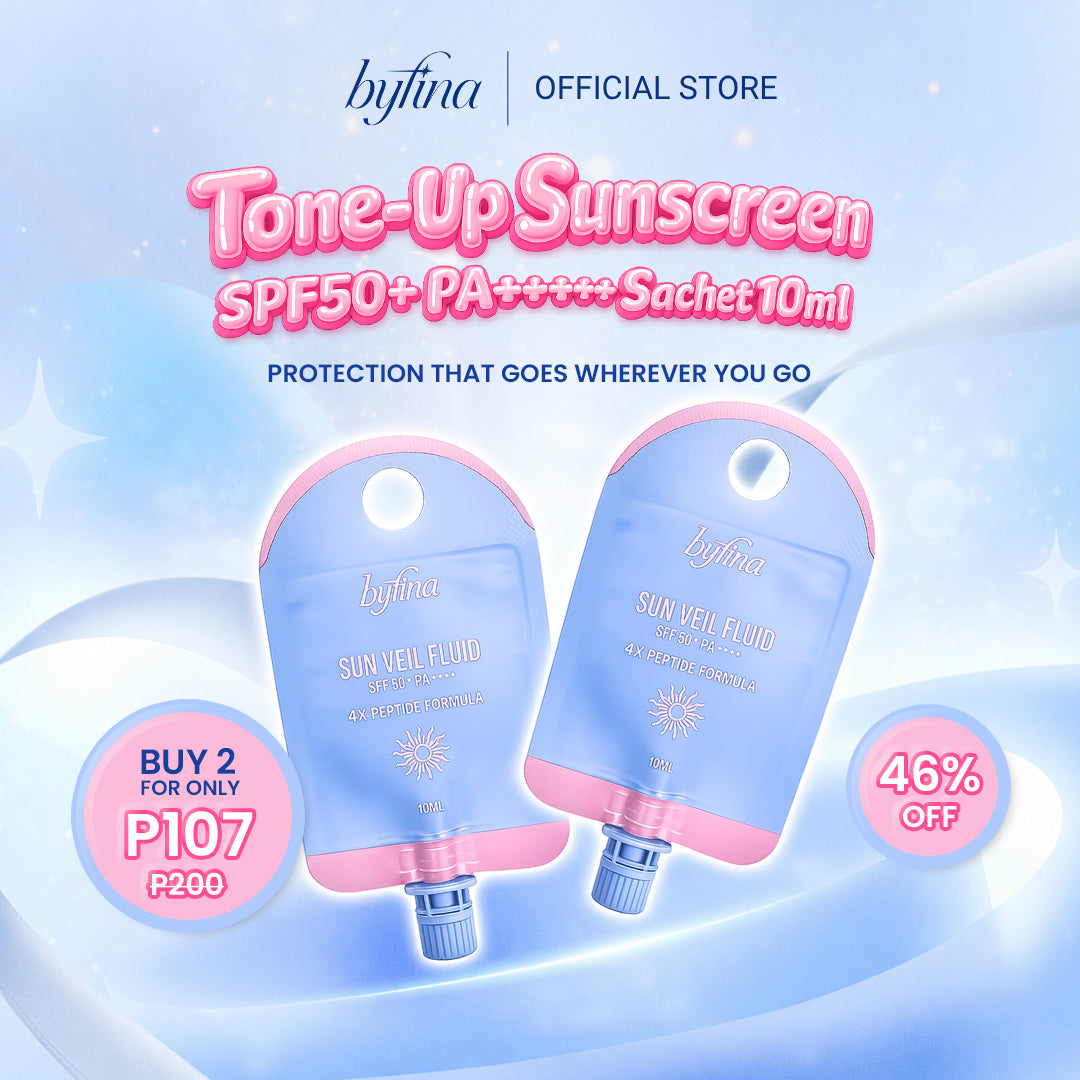 [LIMITED STOCK] Byfina Tone-Up Sunscreen Sachet SPF50+ PA++++ | Lightweight Sun Veil Fluid with Soft Matte Finish (10ml)