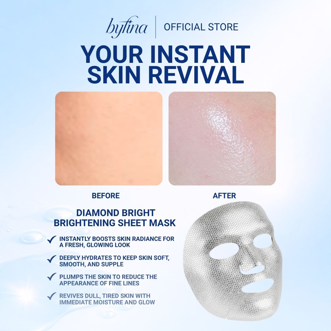 Byfina Brightening Sheet Mask | Hydrating Glow Mask for Radiant & Even Skin Tone (30ml x 5pcs)