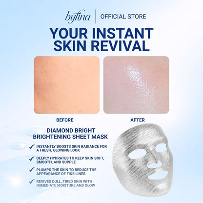 Byfina Brightening Sheet Mask | Hydrating Glow Mask for Radiant & Even Skin Tone (30ml x 5pcs)