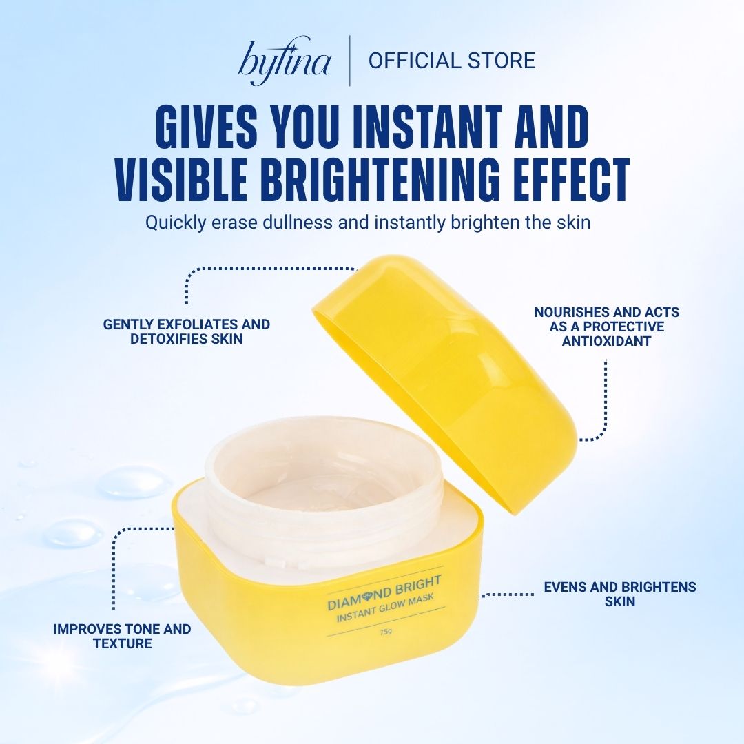 Byfina Brightening Cream Mask | Instant Glow Radiance Mask for Dull Skin & Uneven Skin Tone (75g)