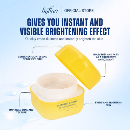 Byfina Brightening Cream Mask | Instant Glow Radiance Mask for Dull Skin & Uneven Skin Tone (75g)