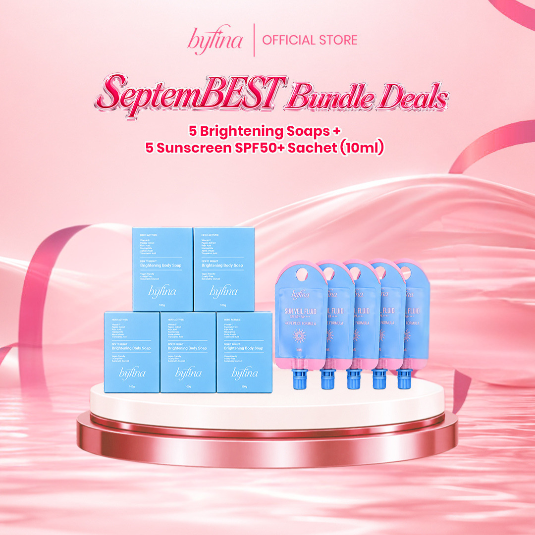 Byfina Bright & Protect Bundle – 5 Brightening Soaps + 5 SPF50+ Sunscreen Sachets
