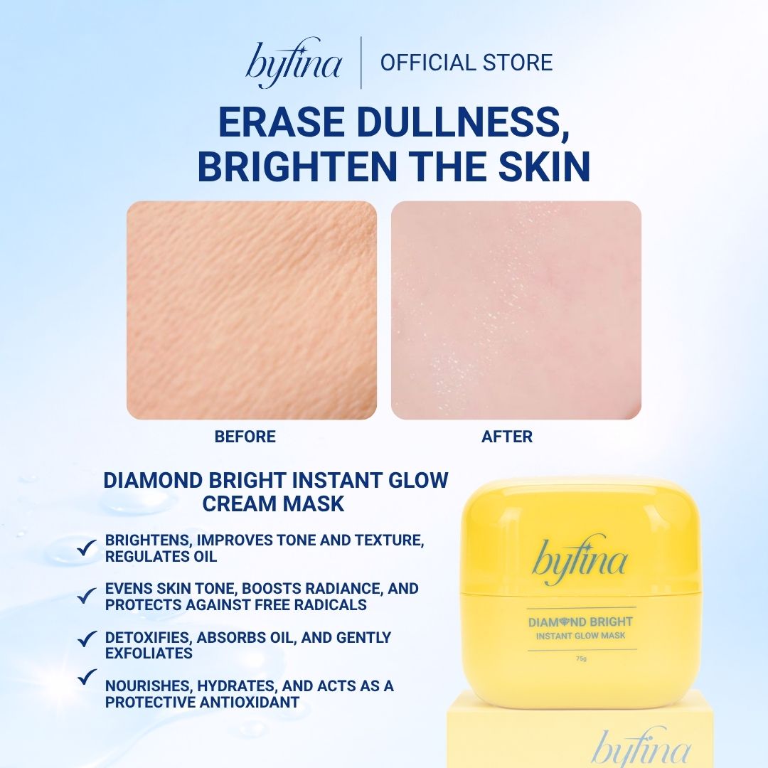 Byfina Brightening Cream Mask | Instant Glow Radiance Mask for Dull Skin & Uneven Skin Tone (75g)