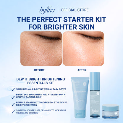 Byfina Brightening Skincare Set with Vitamin C | Cleanser Toner Moisturizer for Dull Skin Glow