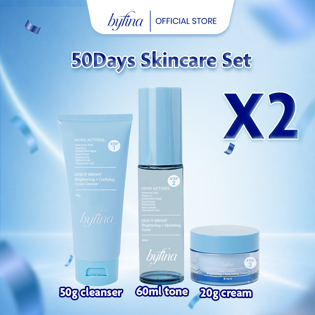 Byfina Brightening Skincare Set with Vitamin C | Cleanser Toner Moisturizer for Dull Skin Glow