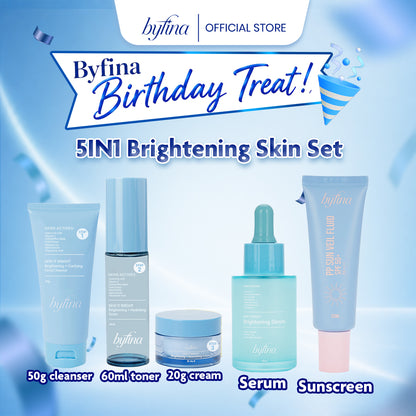 Byfina Brightening Skincare Set with Vitamin C | Cleanser Toner Moisturizer for Dull Skin Glow