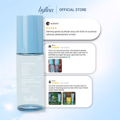 Byfina Vitamin C Hydrating Mist Toner with Hyaluronic Acid & Blue Algae | For Dull, Dry Skin (100ml)