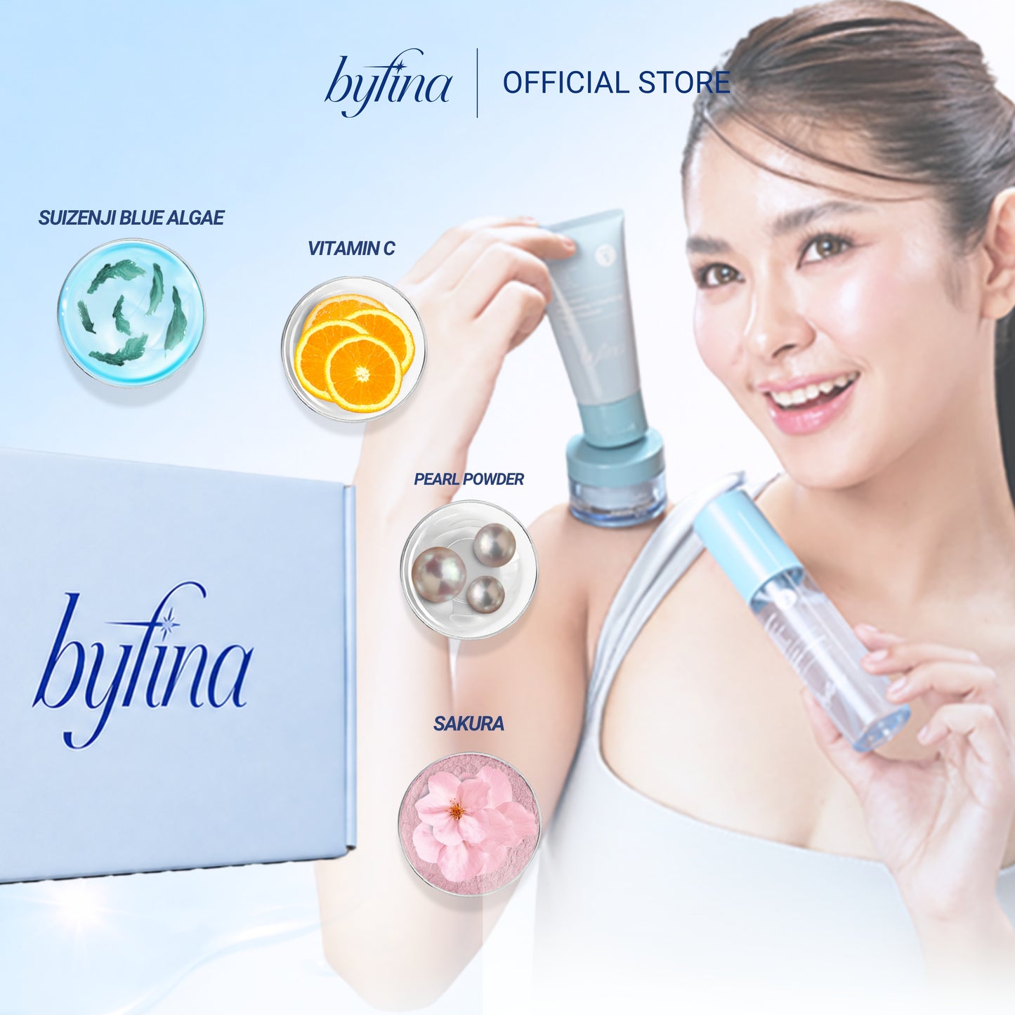 Byfina Brightening Skincare Set with Vitamin C | Cleanser Toner Moisturizer for Dull Skin Glow