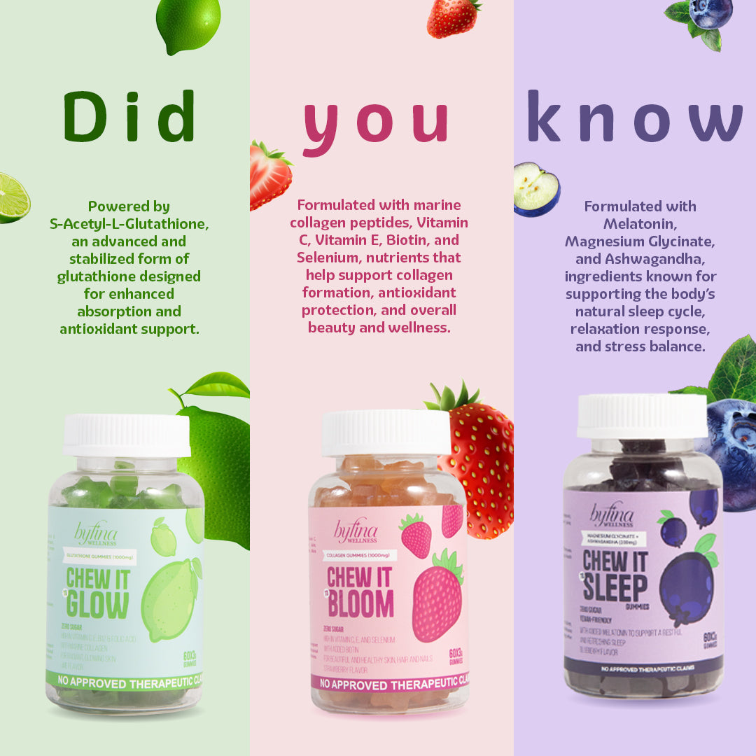 Byfina 60s Glutathione Collagen Gummies Bright Skin Anti Aging