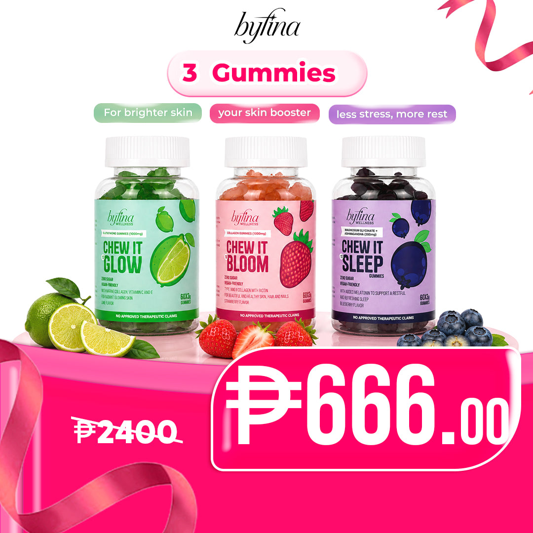 Byfina 60s Glutathione Collagen Gummies Bright Skin Anti Aging | Ashwagandha Melatonin Less Stress