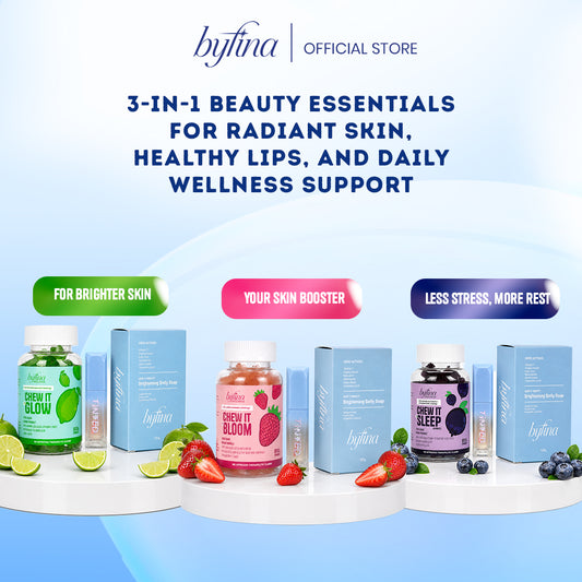 Byfina Glutathione, Collagen & Melatonin Gummies Bundle + Peptide Lip Serum & Brightening Soap