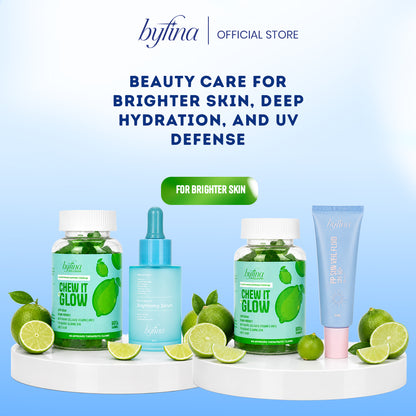 Byfina Glutathione Gummies + Vitamin C Brightening Serum & Tone-up SPF50+ PA++++ Sunscreen UV Shield