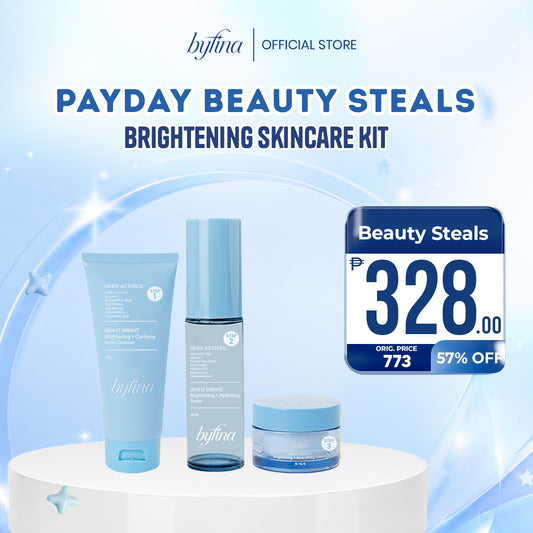 Byfina Brightening Skincare Set with Vitamin C | Cleanser Toner Moisturizer for Dull Skin Glow