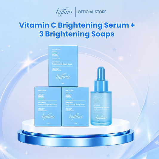 Byfina Brightening Bundle – 3 Brightening Soaps + 1 Vitamin C Serum