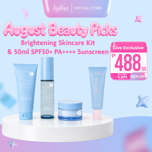 Byfina Brightening Essentials Kit + Sunscreen SPF50+ | For Daily Glow Hydration & UV Care