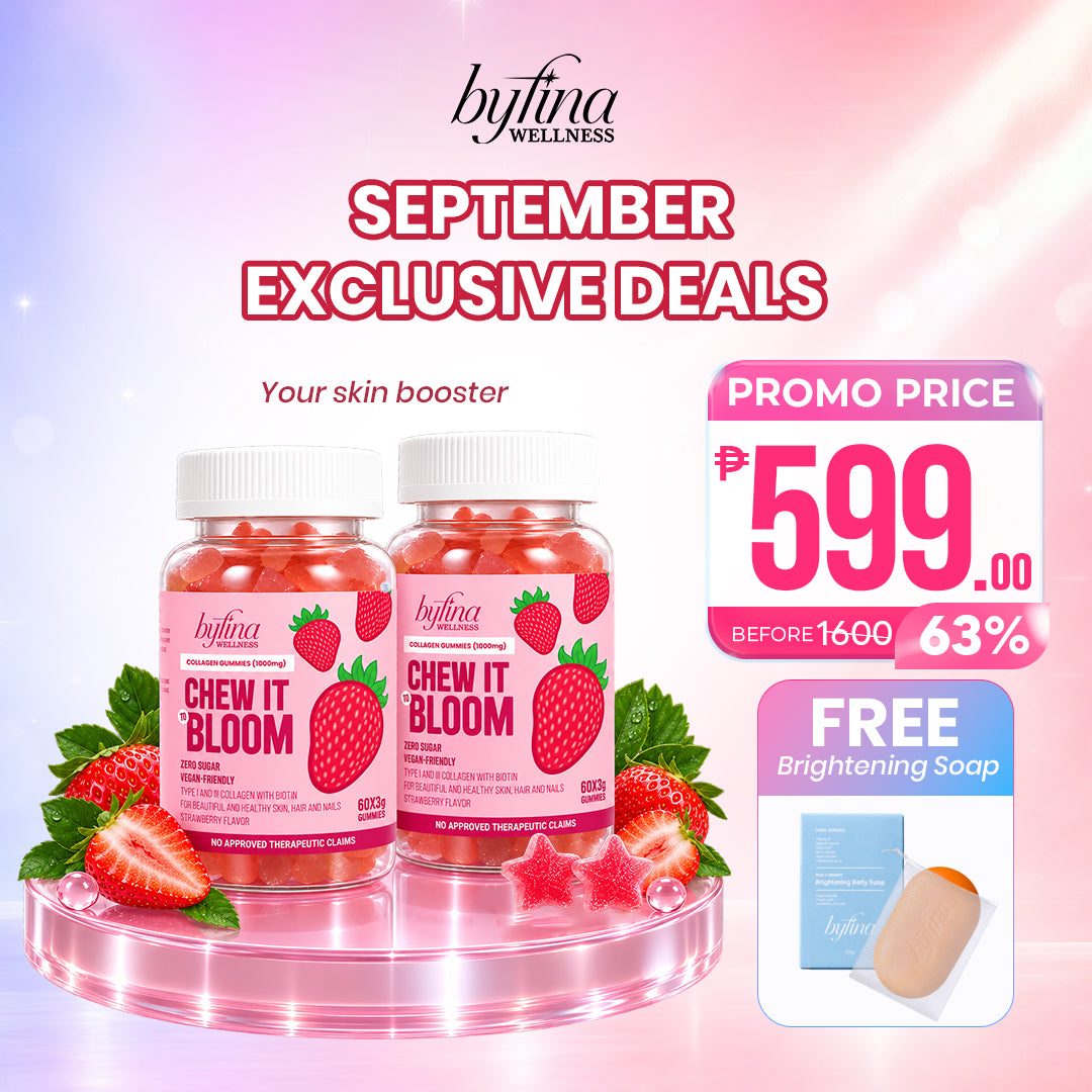 Byfina 60s Glutathione Collagen Gummies Bright Skin Anti Aging | Ashwagandha Melatonin Less Stress