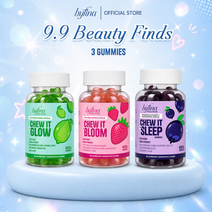 Byfina 60s Glutathione Collagen Gummies Bright Skin Anti Aging | Ashwagandha Melatonin Less Stress