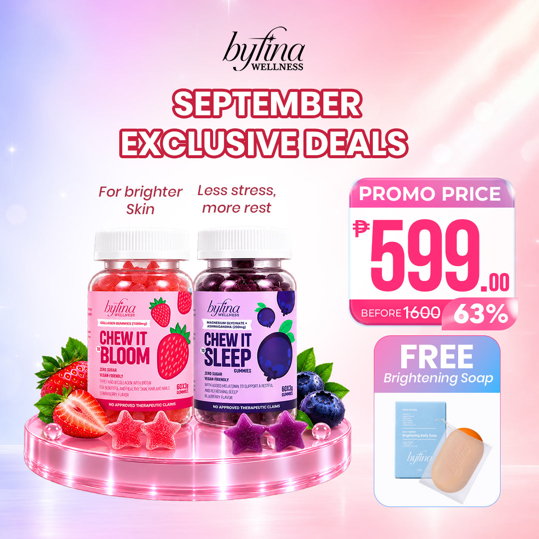 Byfina 60s Glutathione Collagen Gummies Bright Skin Anti Aging | Ashwagandha Melatonin Less Stress