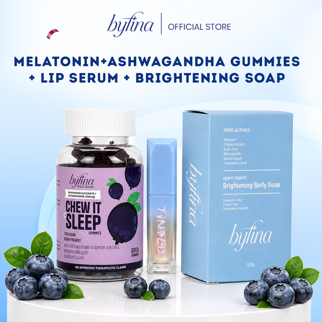 Byfina Glutathione, Collagen & Melatonin Gummies Bundle + Peptide Lip Serum & Brightening Soap
