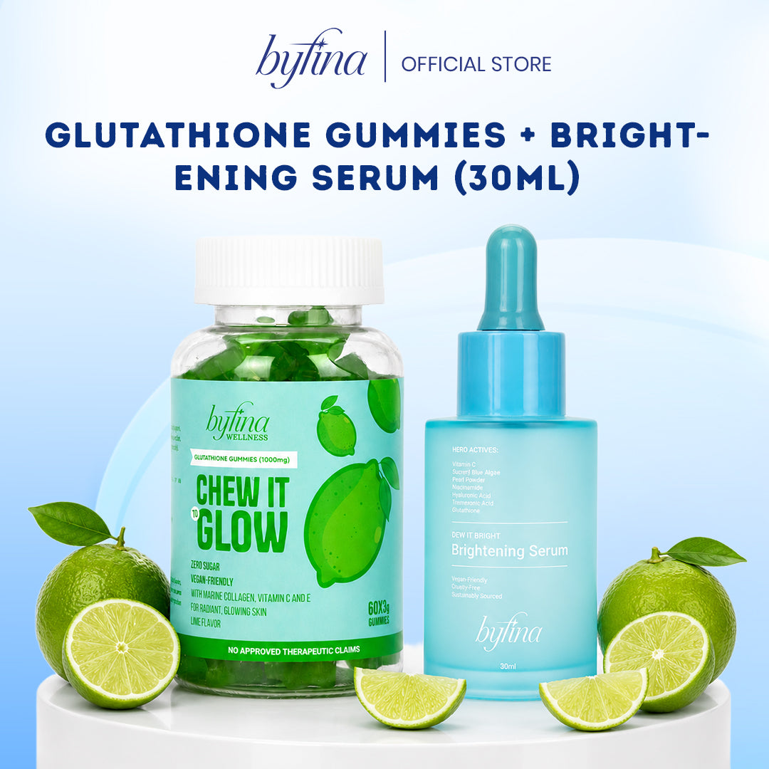 Byfina Glutathione Gummies + Vitamin C Brightening Serum & Tone-up SPF50+ PA++++ Sunscreen UV Shield