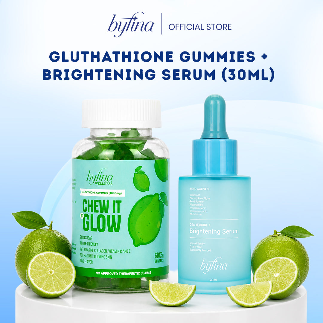 Byfina Glutathione Gummies + Vitamin C Brightening Serum & Tone-up SPF50+ PA++++ Sunscreen UV Shield