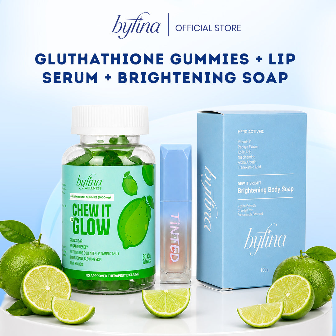 Byfina Glutathione, Collagen & Melatonin Gummies Bundle + Peptide Lip Serum & Brightening Soap