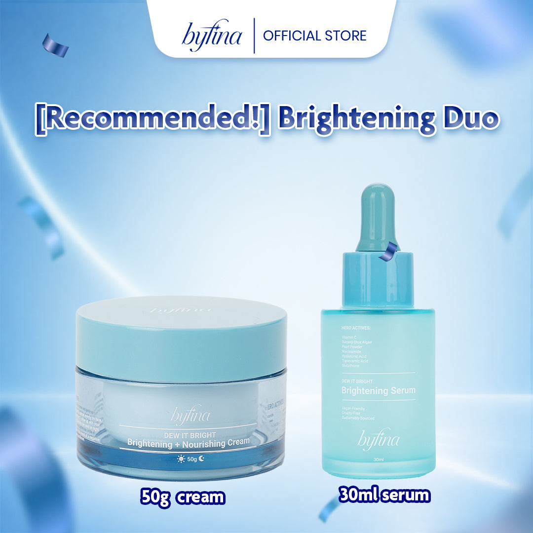 Byfina Brightening Serum + Nourishing Cream Ceramide Vitamin C for Glow Dark Spots & Barrier