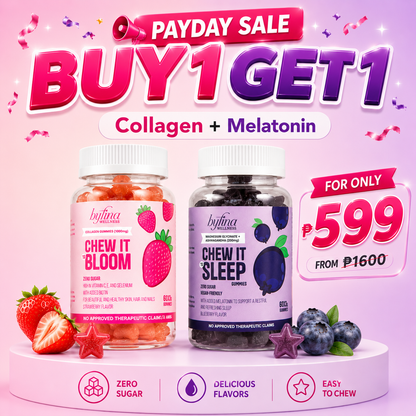 Byfina 60s Glutathione Collagen Gummies Bright Skin Anti Aging | Ashwagandha Melatonin Less Stress