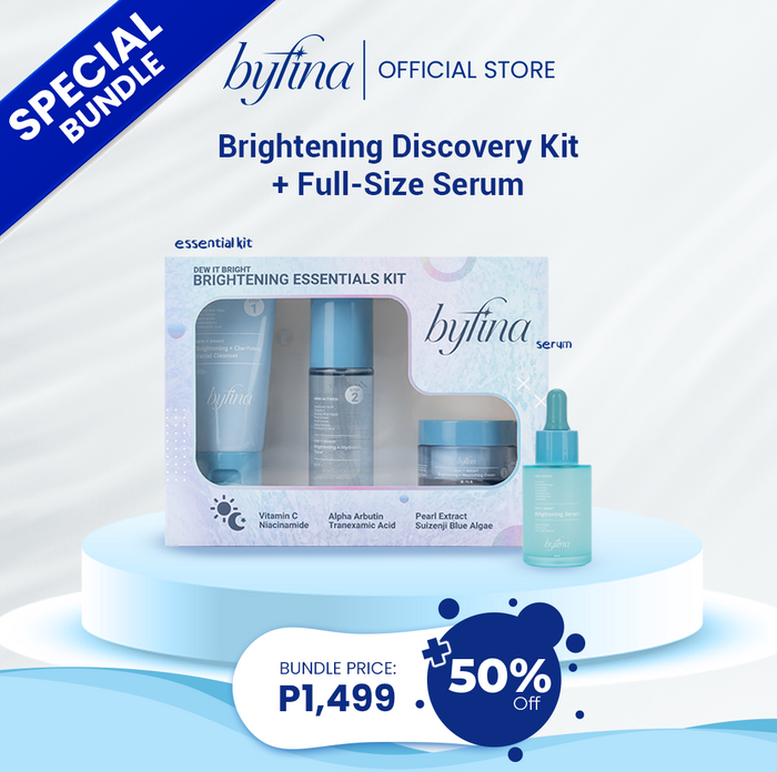 Byfina Brightening Discovery Kit + Full Size Serum for Dark Spots Uneven Tone Glass Skin Glow