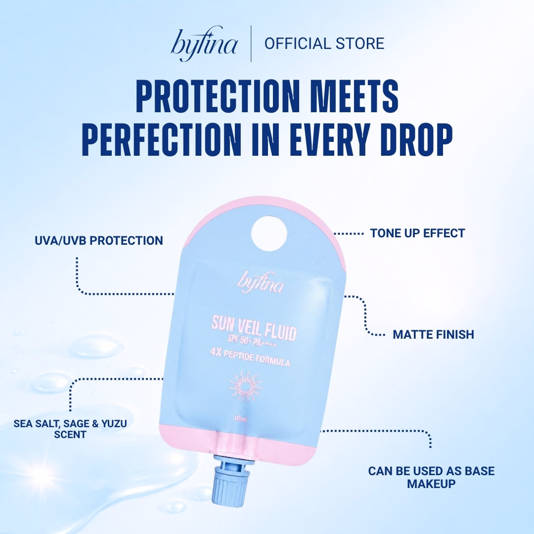 [LIMITED STOCK] Byfina Tone-Up Sunscreen Sachet SPF50+ PA++++ | Lightweight Sun Veil Fluid with Soft Matte Finish (10ml)