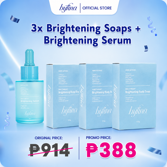 Byfina Brightening Serum + 3x Brightening Soap | for Dull Skin & Uneven Skin Tone