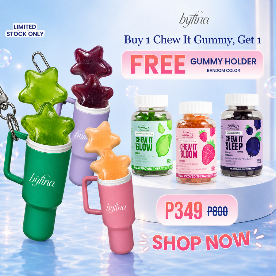 Byfina 60s Glutathione Collagen Gummies Bright Skin Anti Aging | Ashwagandha Melatonin Less Stress