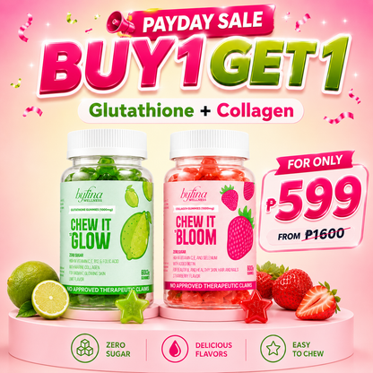 Byfina 60s Glutathione Collagen Gummies Bright Skin Anti Aging | Ashwagandha Melatonin Less Stress