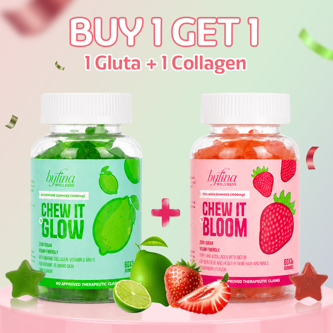 Byfina 60s Glutathione Collagen Gummies Bright Skin Anti Aging | Ashwagandha Melatonin Less Stress