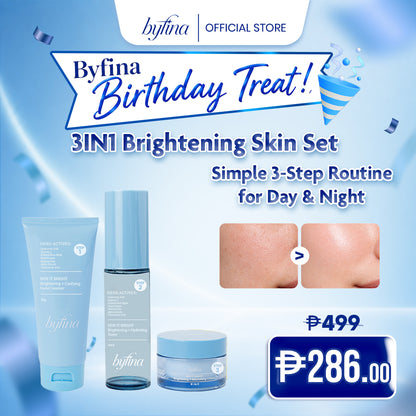 Byfina Brightening Skincare Set with Vitamin C | Cleanser Toner Moisturizer for Dull Skin Glow