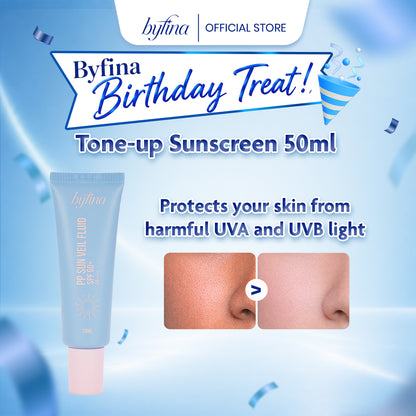 Byfina Tone-Up Sunscreen SPF50+ PA++++ | Lightweight Sun Veil Fluid with Soft Matte Finish (50ml)