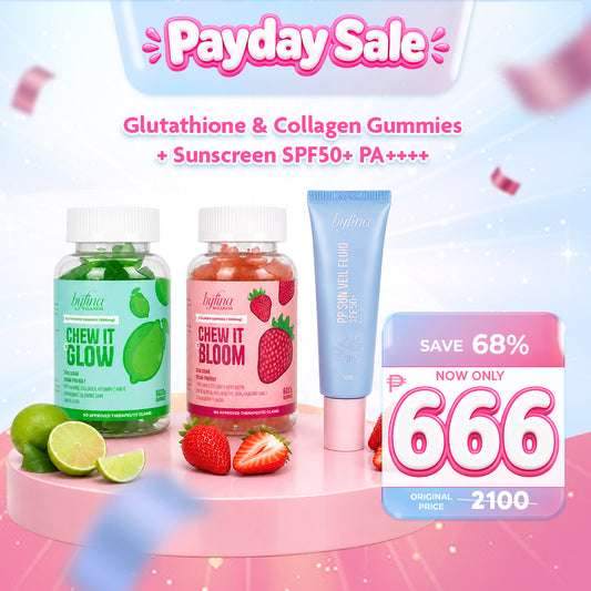 Byfina Glutathione + Collagen + SPF50+ PA++++ Bundle for Skin Brightening, Bloom, & UV Protection
