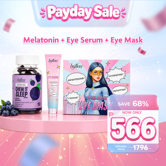Byfina Melatonin + Ashwagandha Gummies + Peptide Eye Serum & Eye Mask for Sleep Support & Eye Care