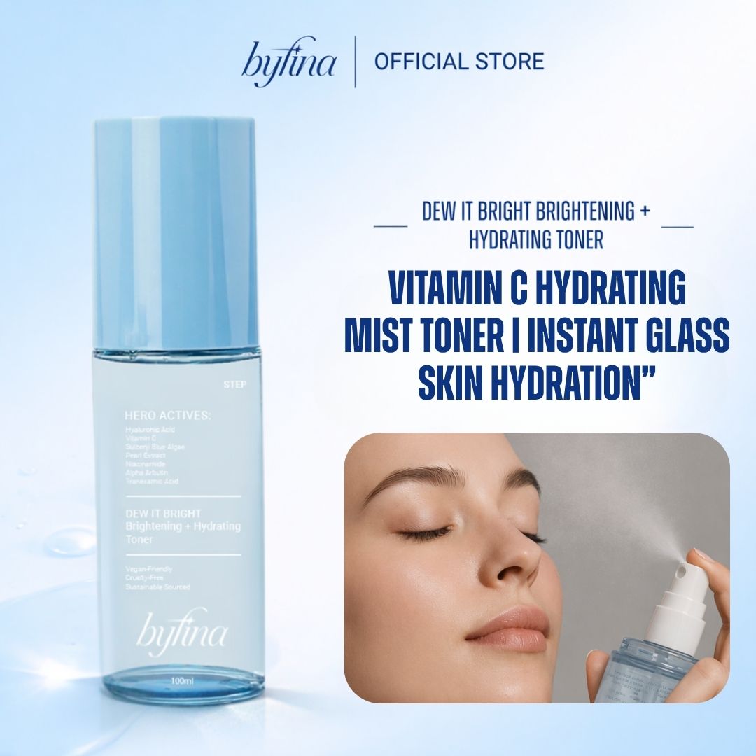Byfina Vitamin C Hydrating Mist Toner with Hyaluronic Acid & Blue Algae | For Dull, Dry Skin (100ml)