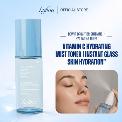 Byfina Vitamin C Hydrating Mist Toner with Hyaluronic Acid & Blue Algae | For Dull, Dry Skin (100ml)