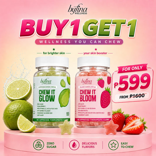 Byfina 60s Glutathione Collagen Gummies Bright Skin Anti Aging | Ashwagandha Melatonin Less Stress