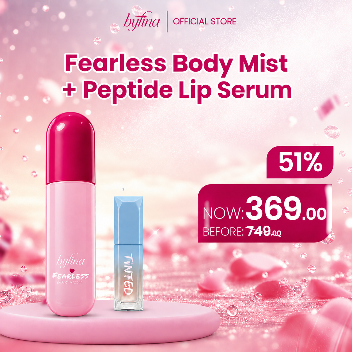 Byfina Scent & Lip Care Duo | Fearless Body Mist + Peptide Lip Serum