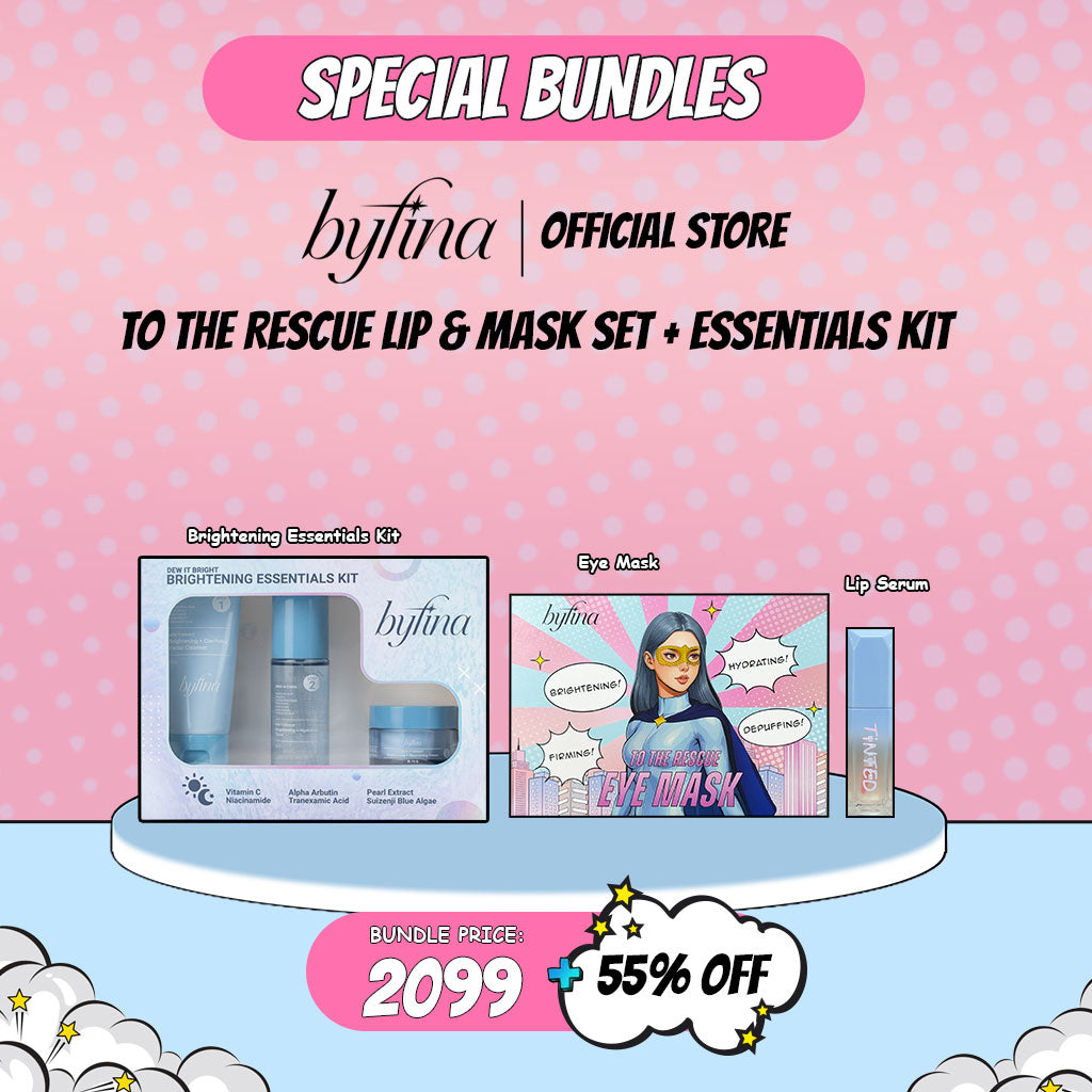 Byfina Essentials Kit + Eye Sheet Mask + Peptide Lip Serum Set | For Hydration & Skin Glow