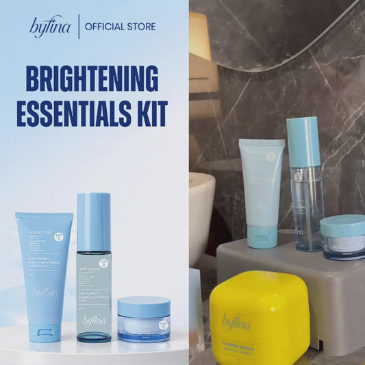 Byfina Brightening Skincare Set with Vitamin C | Cleanser Toner Moisturizer for Dull Skin Glow